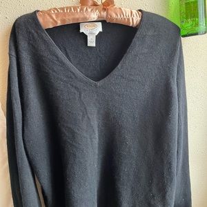 black cashmere talbots v neck sweater